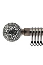 Mirrored - Extendable Curtain Pole in Black Silk (With rings)