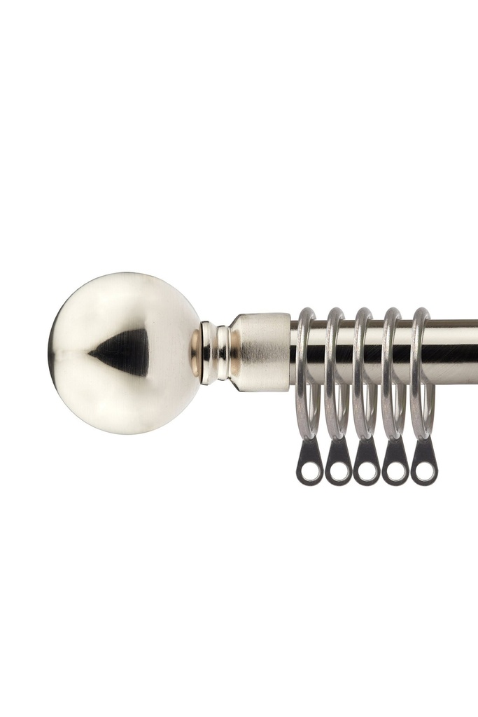 [BALR120BSIL] Sphere - Extendable Curtain Pole in Brushed Silver (with rings) (120-210cm)