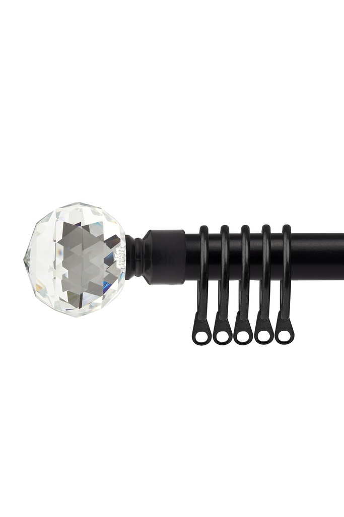 [CRYR120MAT] Cristalla - Extendable Curtain Pole in Matt Black (With rings) (120-210cm)