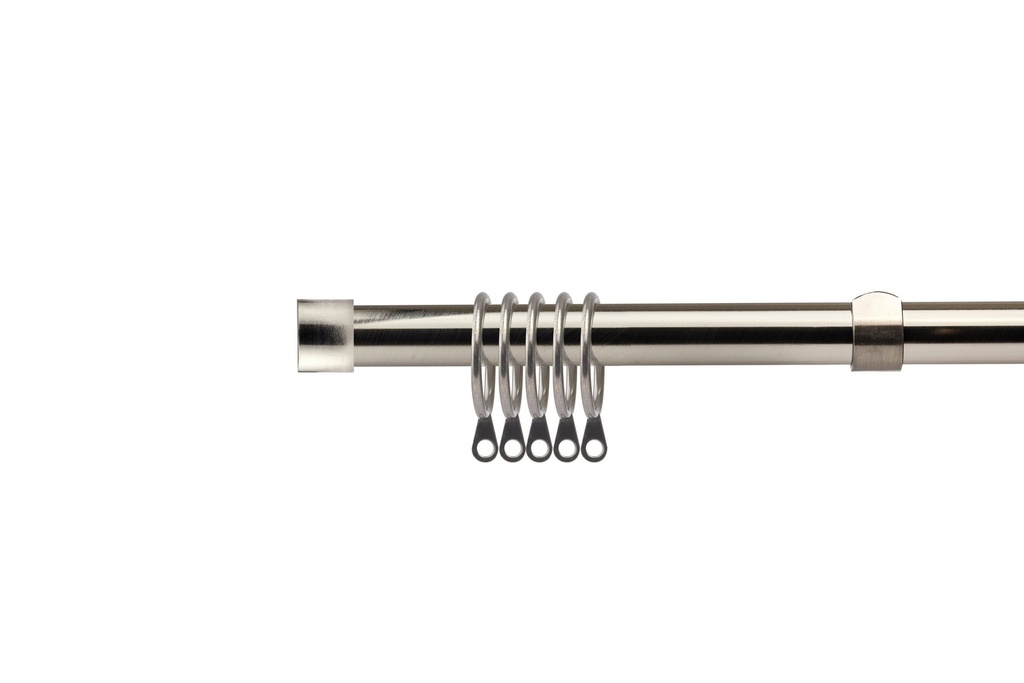 [FULLR120BSIL] Fenton - Extendable Curtain Pole in Brushed Silver (With rings) (120-210cm)