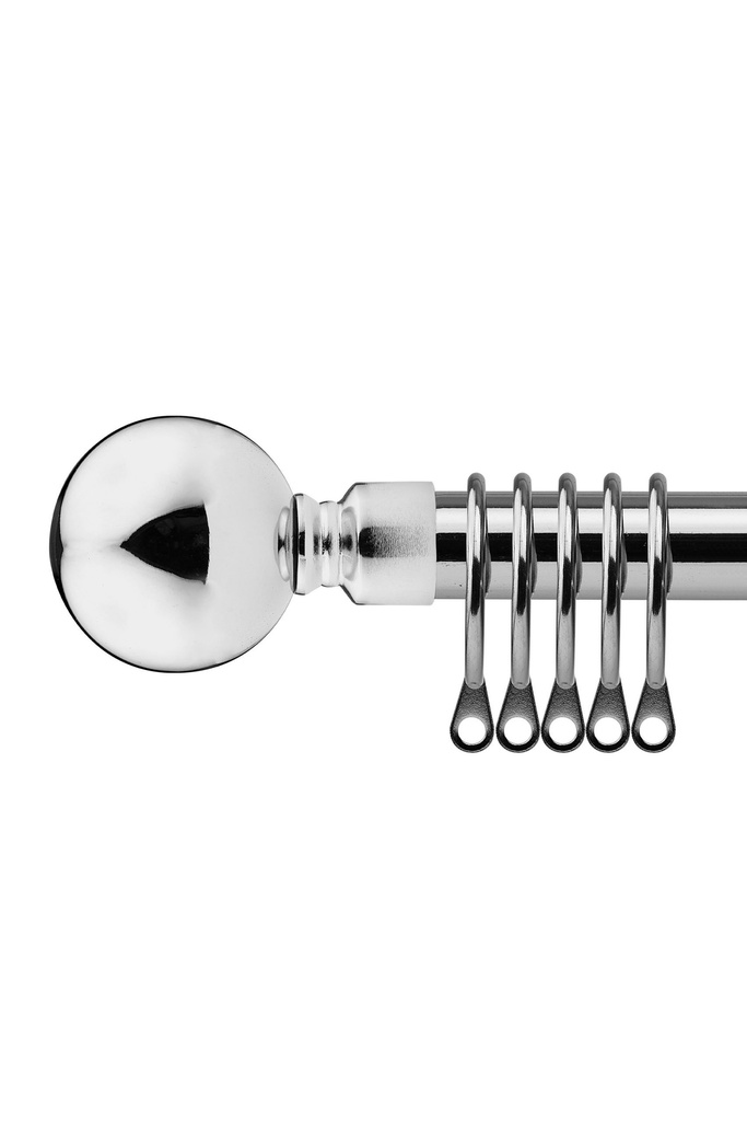 [BALR120CHR] Sphere - Extendable Curtain Pole in Chrome (with rings) (120-210cm)