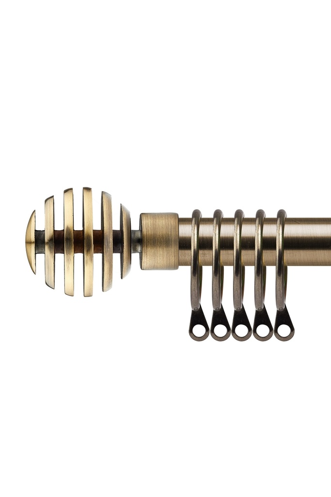 [METR120BRA] Geneva - Extendable Curtain Pole in Antique Brass (With rings) (120-210cm)
