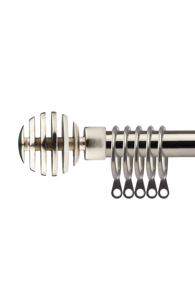 [METR120BSIL] Geneva - Extendable Curtain Pole in Brushed Silver (With rings) (120-210cm)
