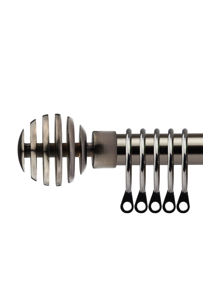 [METR120BSK] Geneva - Extendable Curtain Pole in Black Silk (With rings) (120-210cm)