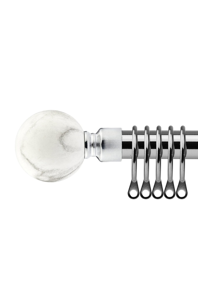 [MARR120BSIL] Mineral - Extendable Curtain Pole in Brushed Silver (With rings) (120-210cm)
