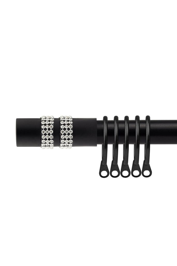 [DIAR120MAT] Sparkle - Extendable Curtain Pole in Matt Black (With rings) (120-210cm)