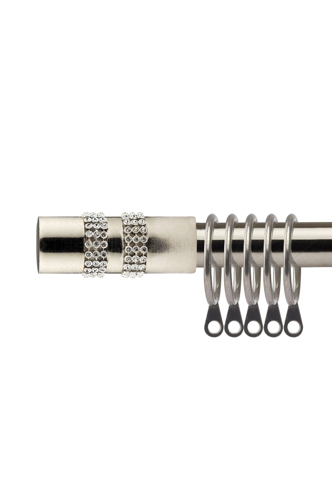 [DIAR120BSIL] Sparkle - Extendable Curtain Pole in Brushed Silver (With rings) (120-210cm)