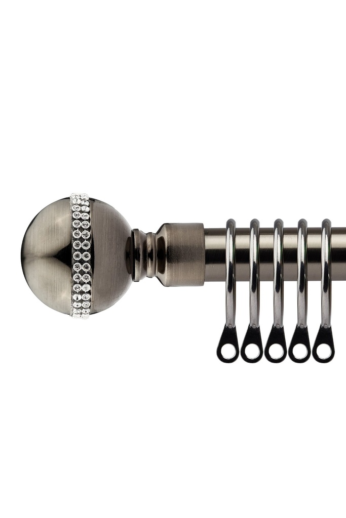 [BLIR120BSK] Bejeweled - Extendable Curtain Pole in Black Silk (With Rings) (120-210cm)