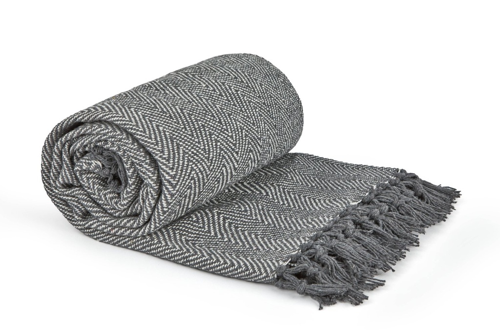[HER5060SIL] Hartley Recycled Cotton Throw in Silver (50x60" (127x152cm))