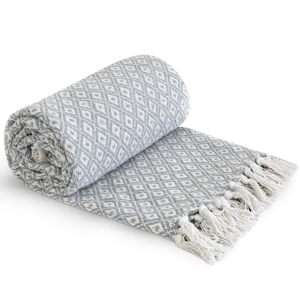 [CAS9100SIL] Stockholm Recycled Cotton Throw in Silver (90x100" (228x254cm))