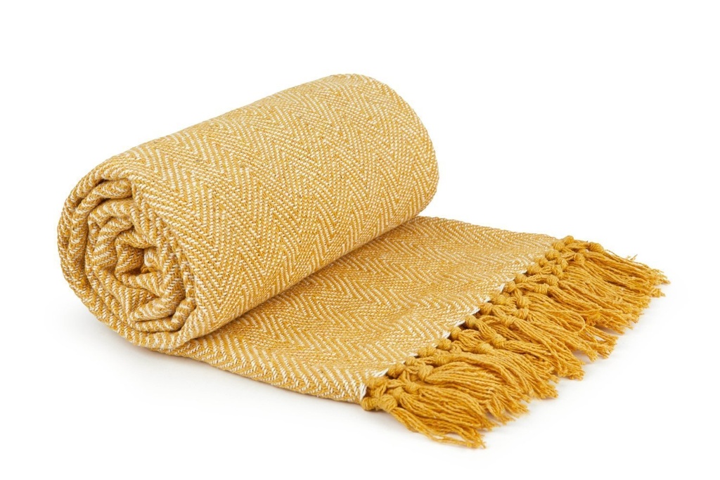 [HER5060OCH] Hartley Recycled Cotton Throw in Ochre (50x60" (127x152cm))