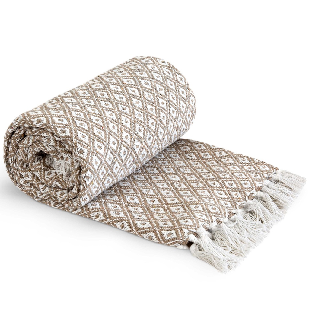 [CAS9100TAU] Stockholm Recycled Cotton Throw in Taupe (90x100" (228x254cm))