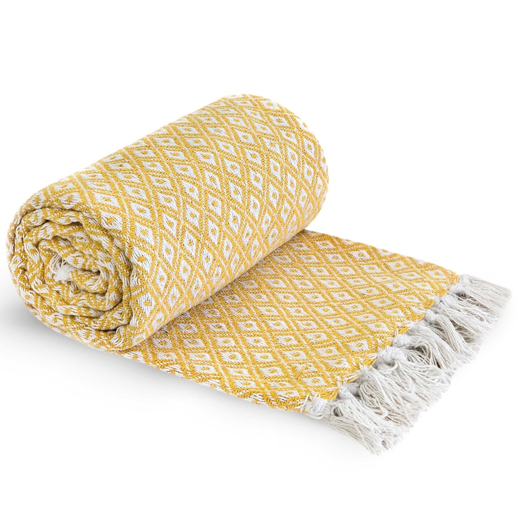 [CAS9100OCH] Stockholm Recycled Cotton Throw in Ochre (90x100" (228x254cm))