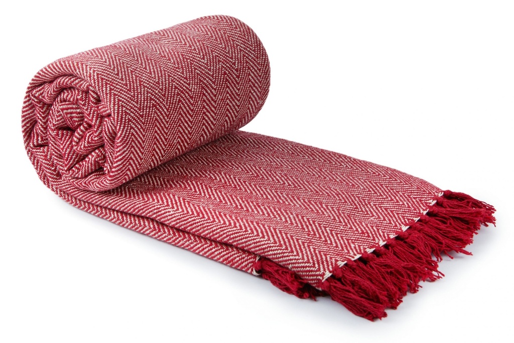 [HER5060RED] Hartley Recycled Cotton Throw in Red (50x60" (127x152cm))