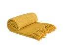 Waffle Recycled Cotton Throw in Ochre