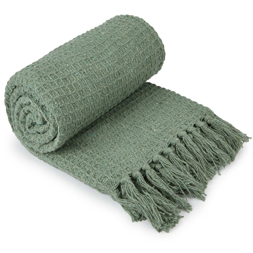 [HONE5060PIS] Waffle Recycled Cotton Throw in Pistachio (50x60" (127x152cm))