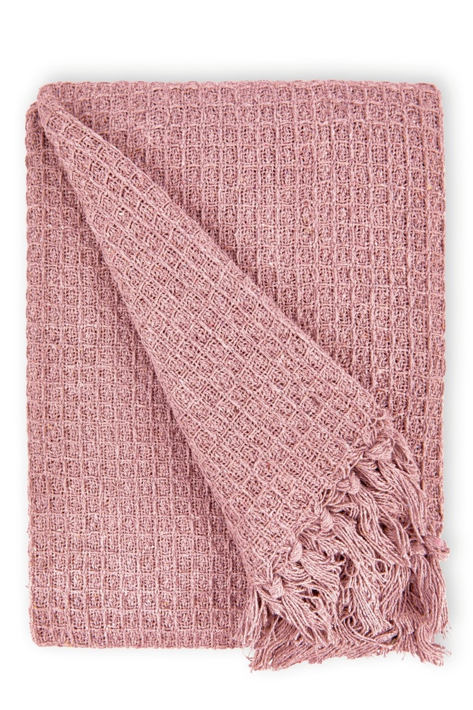 [HONE5060BLUS] Waffle Recycled Cotton Throw in Blush Pink (50x60" (127x152cm))