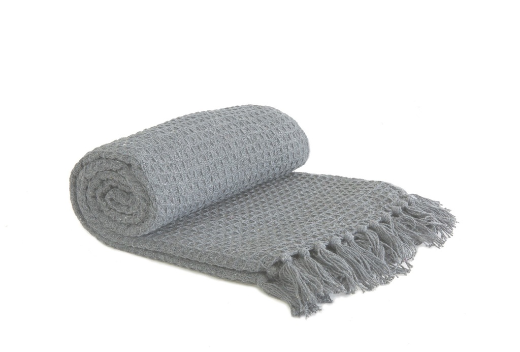 [HONE5060SIL] Waffle Recycled Cotton Throw in Silver (50x60" (127x152cm))