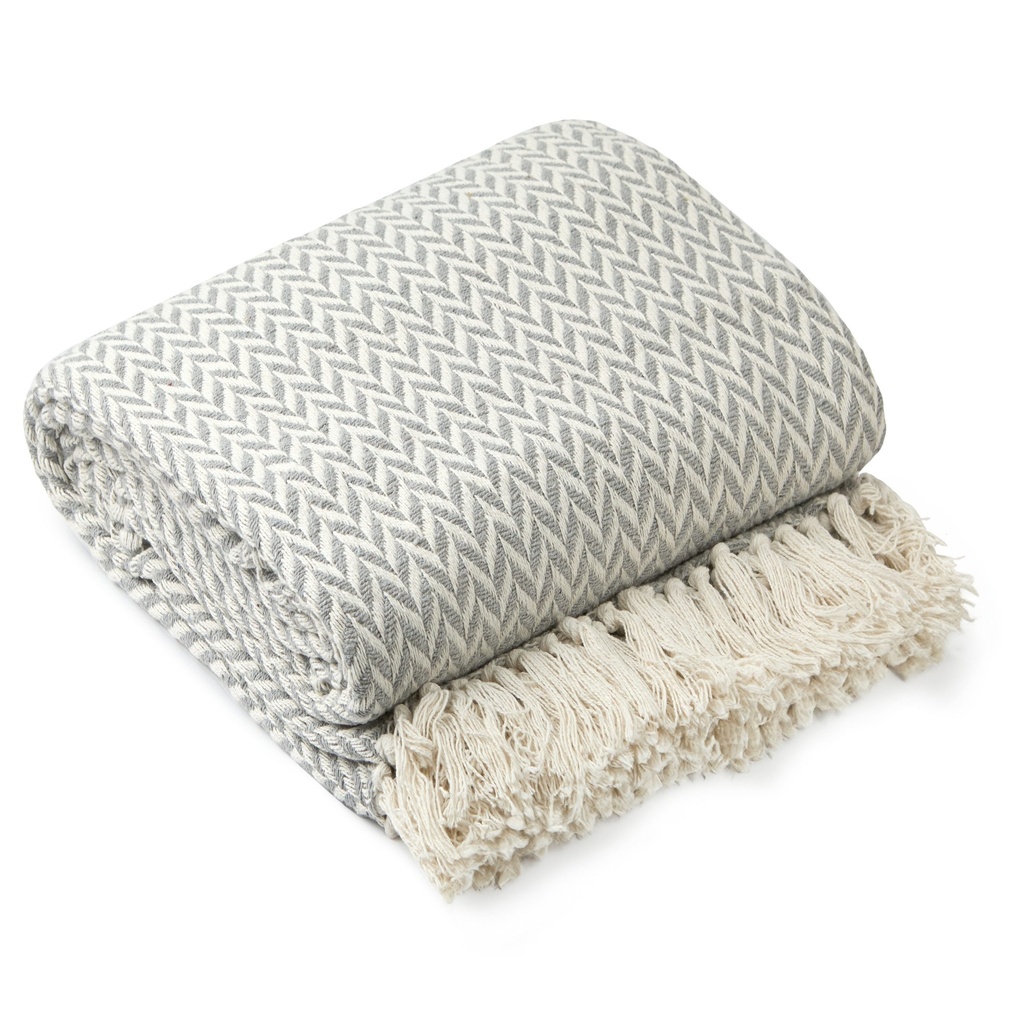 [CHE5060SIL] Chevron - Recycled Cotton Throw in Silver (50x60" (127x152cm))