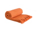 Waffle Recycled Cotton Throw in Orange