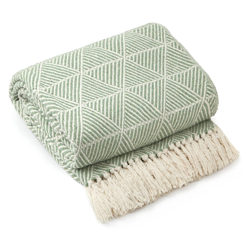 [ZAH5060PIS] Geo Diamond - Recycled Cotton Throw in Pistachio (50x60" (127x152cm))