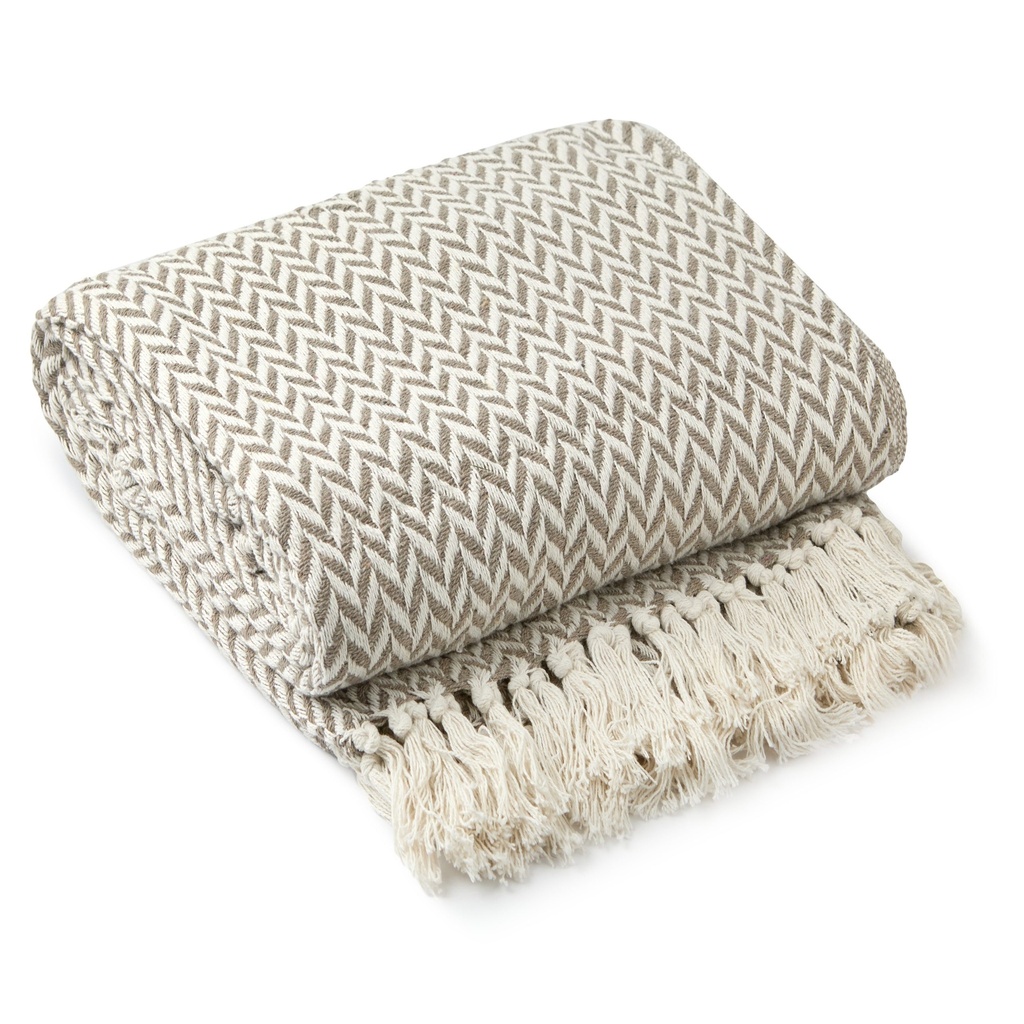 [CHE5060TAU] Chevron - Recycled Cotton Throw in Taupe (50x60" (127x152cm))