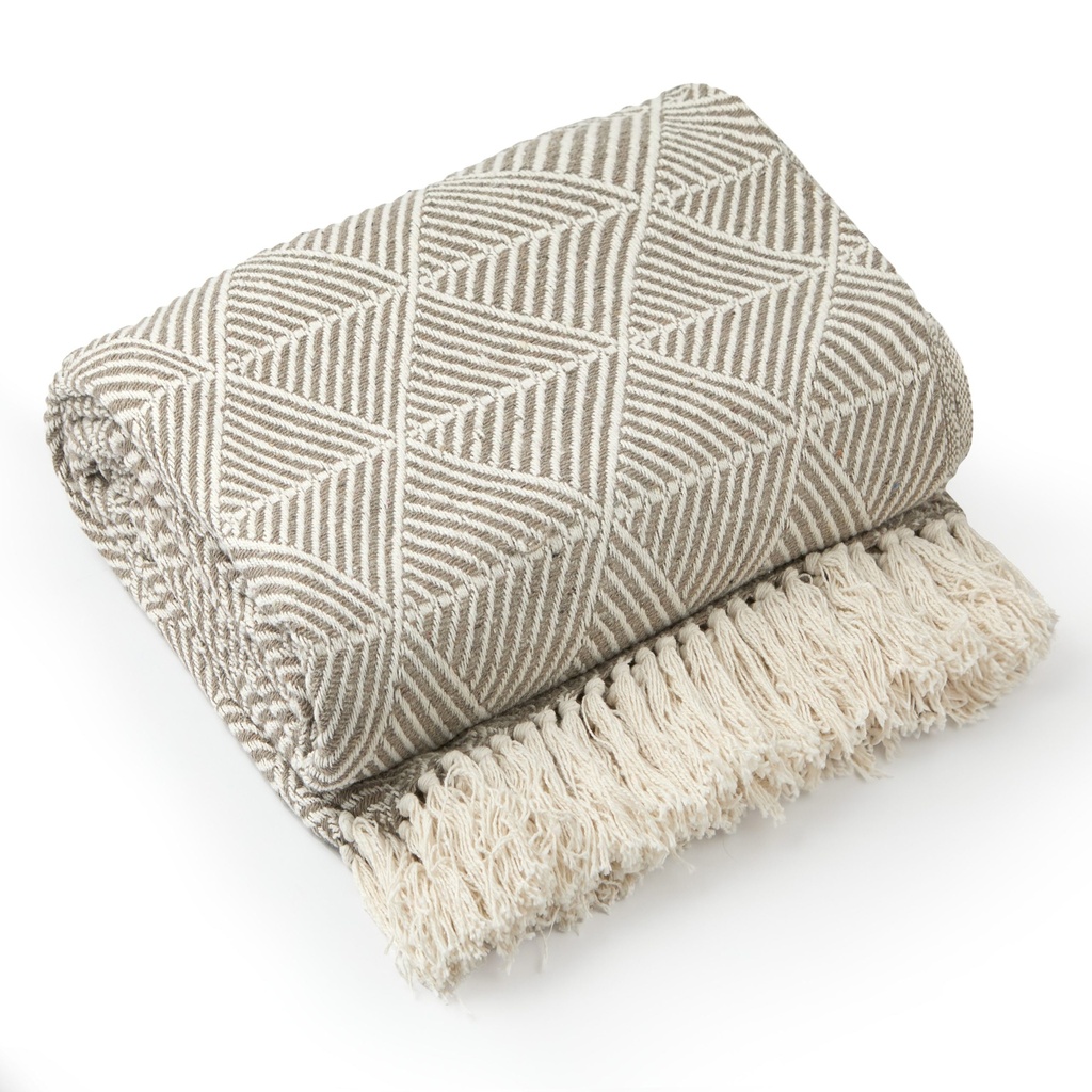 [ZAH5060NAT] Geo Diamond - Recycled Cotton Throw in Natural (50x60" (127x152cm))