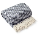 Chevron - Recycled Cotton Throw in Navy