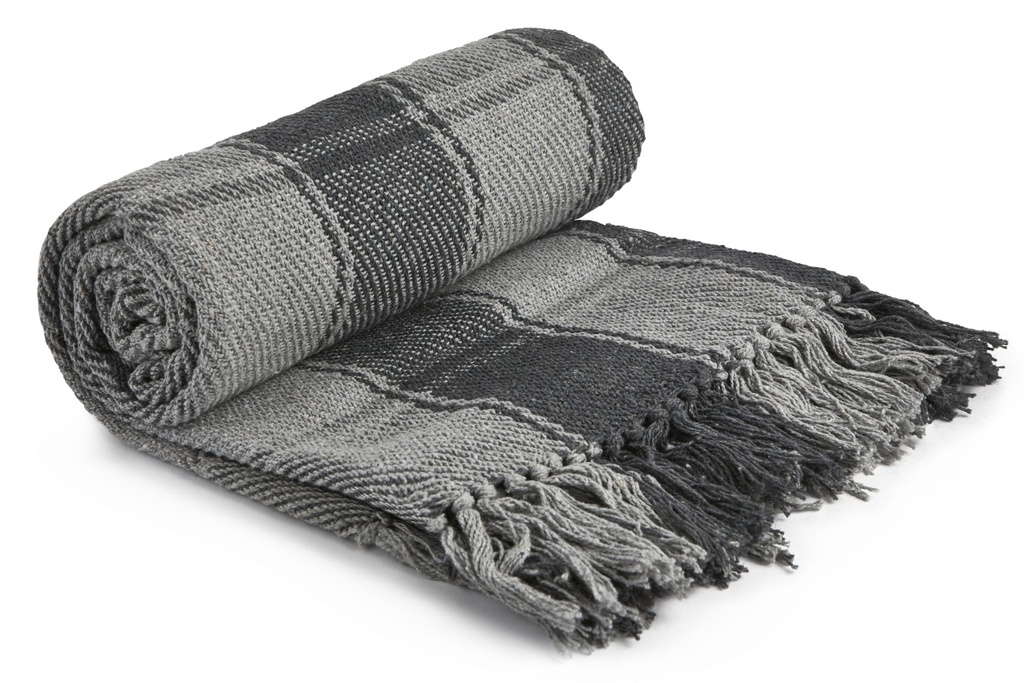 [FRI5060CHA] Comfy Check - Recycled Cotton Throw in Charcoal (50x60" (127x152cm))