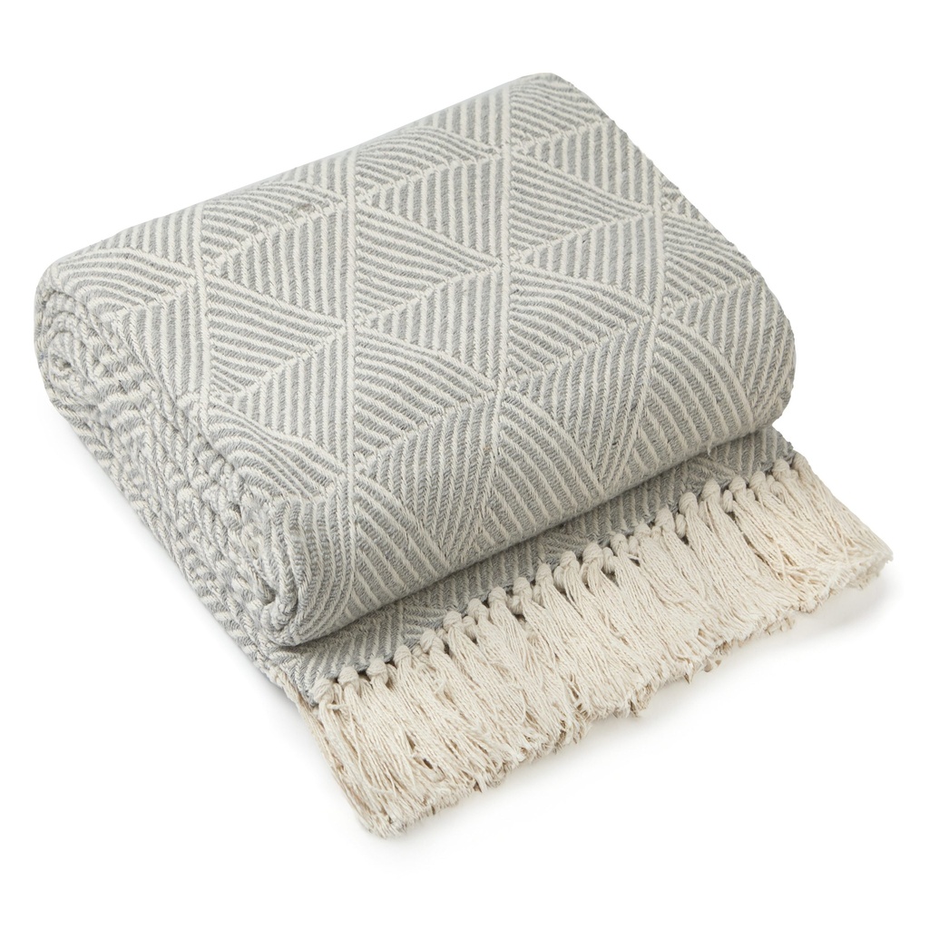 [ZAH5060SIL] Geo Diamond - Recycled Cotton Throw in Silver (50x60" (127x152cm))