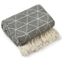 Geo Diamond - Recycled Cotton Throw in Black