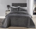 Banbury Collection - Quilted Soft Touch Velvet Bedspread Set in Silver