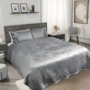 Elysium Collection - Quilted Sequin Velvet Bedspread Set in Silver