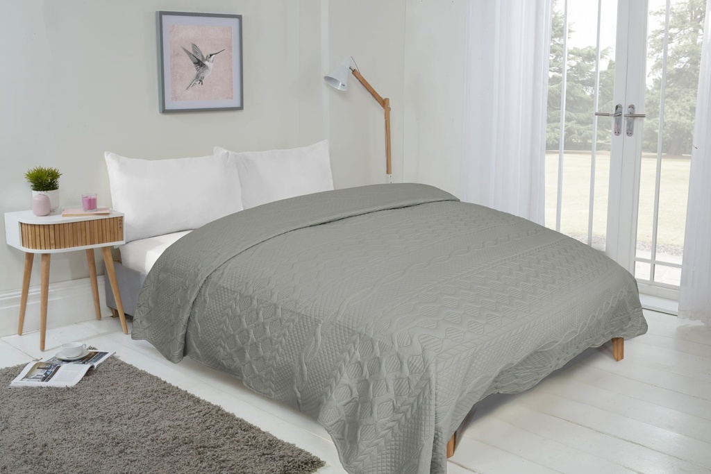 Eden - Quilted Bedspread Set in Silver