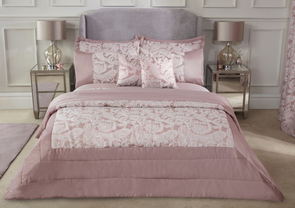 Cavendish Collection - Embellished Jacquard Quilted Bedspread Set in Blush Pink