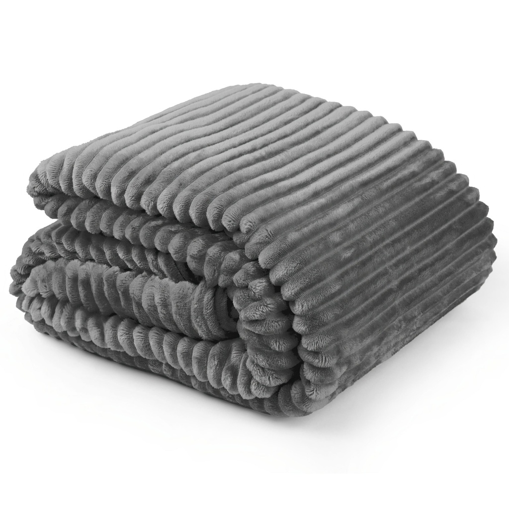[DAKO1418CHA] Dahlia - Fleece Throw in Charcoal