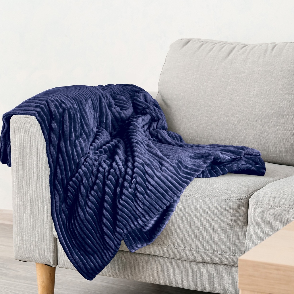 [DAKO1418NVY] Dahlia - Fleece Throw in Navy