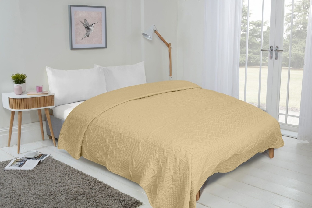 Eden - Quilted Bedspread Set in Cream