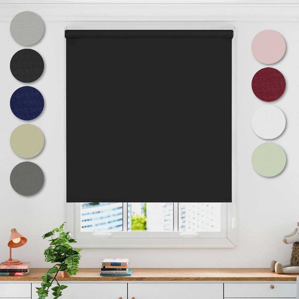 [BAUR1201BLK] Blackout Roller Blind in Black (120 x 165cm)