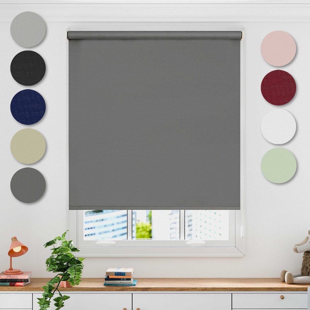 [BAUR1201CHA] Blackout Roller Blind in Charcoal (120 x 165cm)