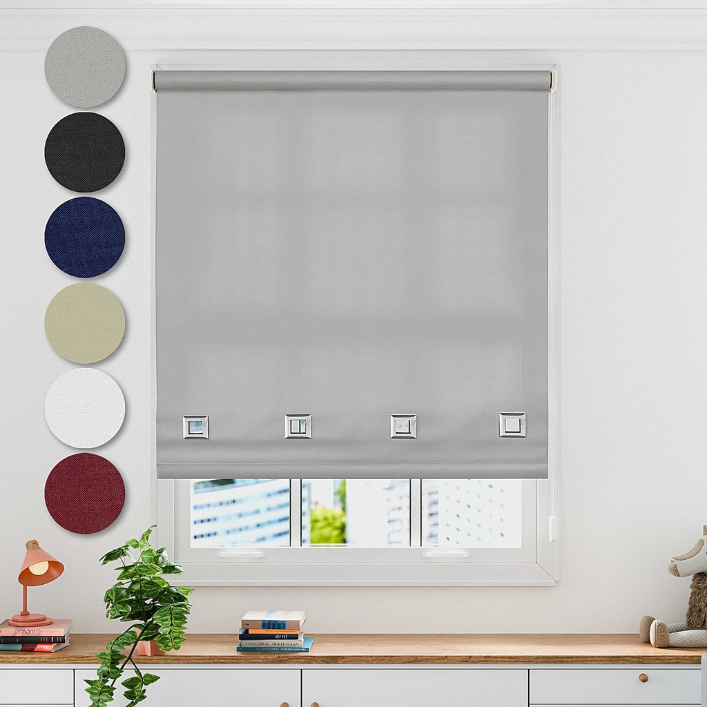 [EAUR1201GREY] Square Eyelet Roller Blind in Grey (120 x 165cm)