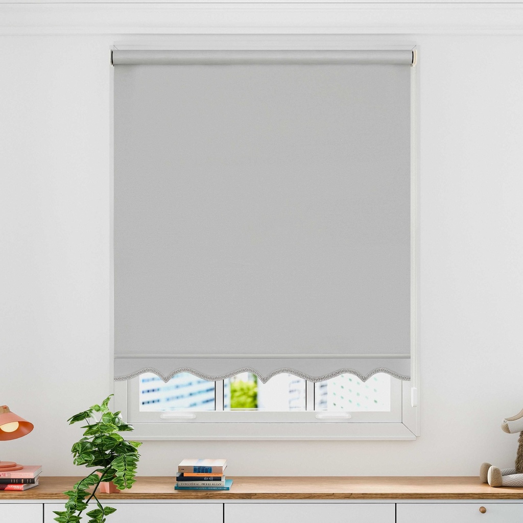 [SAUR1201GREY] Scalloped Roller Blind in Grey (120 x 165cm)
