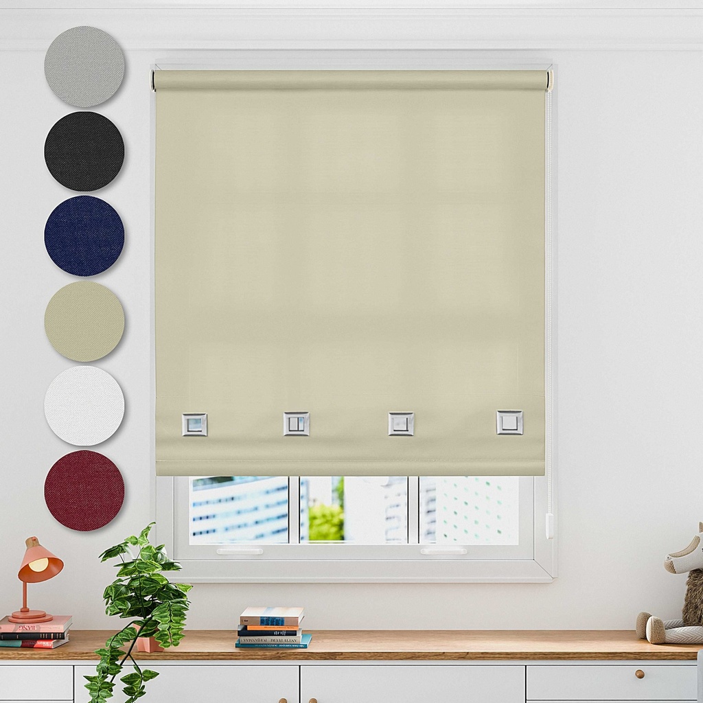 [EAUR1201CRM] Square Eyelet Roller Blind in Cream (120 x 165cm)