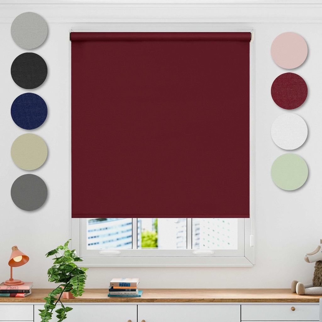 [BAUR1201RED] Blackout Roller Blind in Red (120 x 165cm)