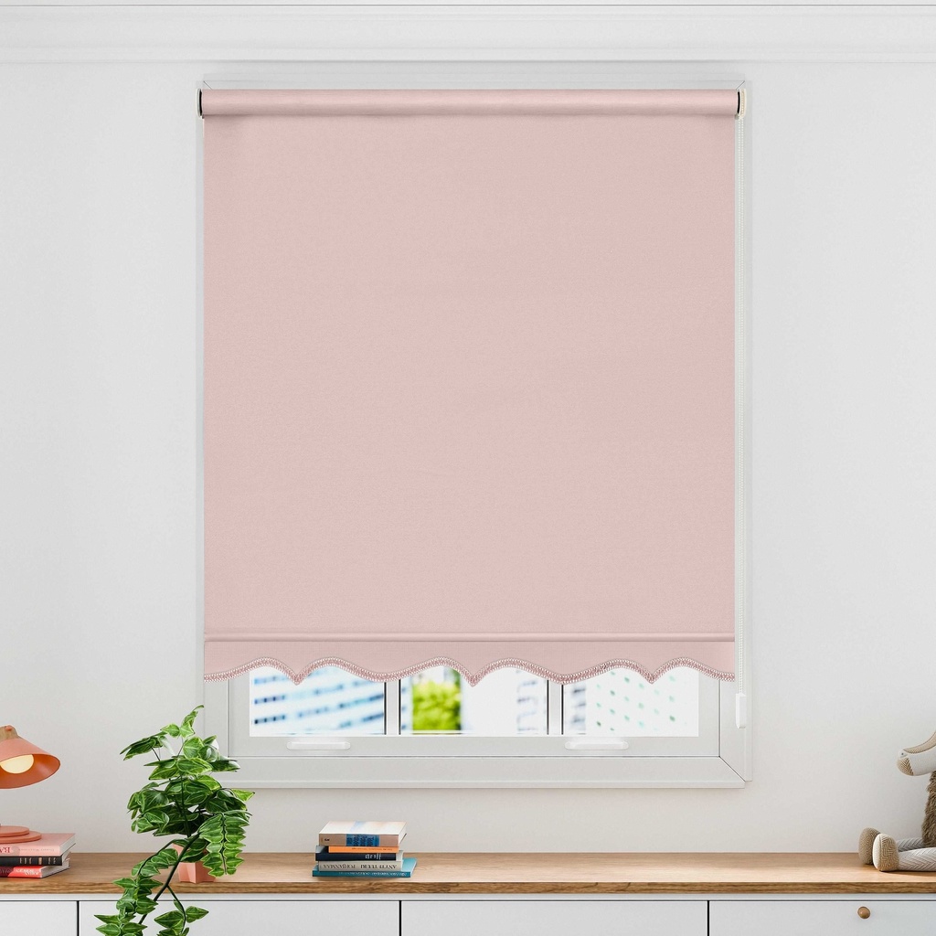 [SAUR1201BLUS] Scalloped Roller Blind in Blush Pink (120 x 165cm)