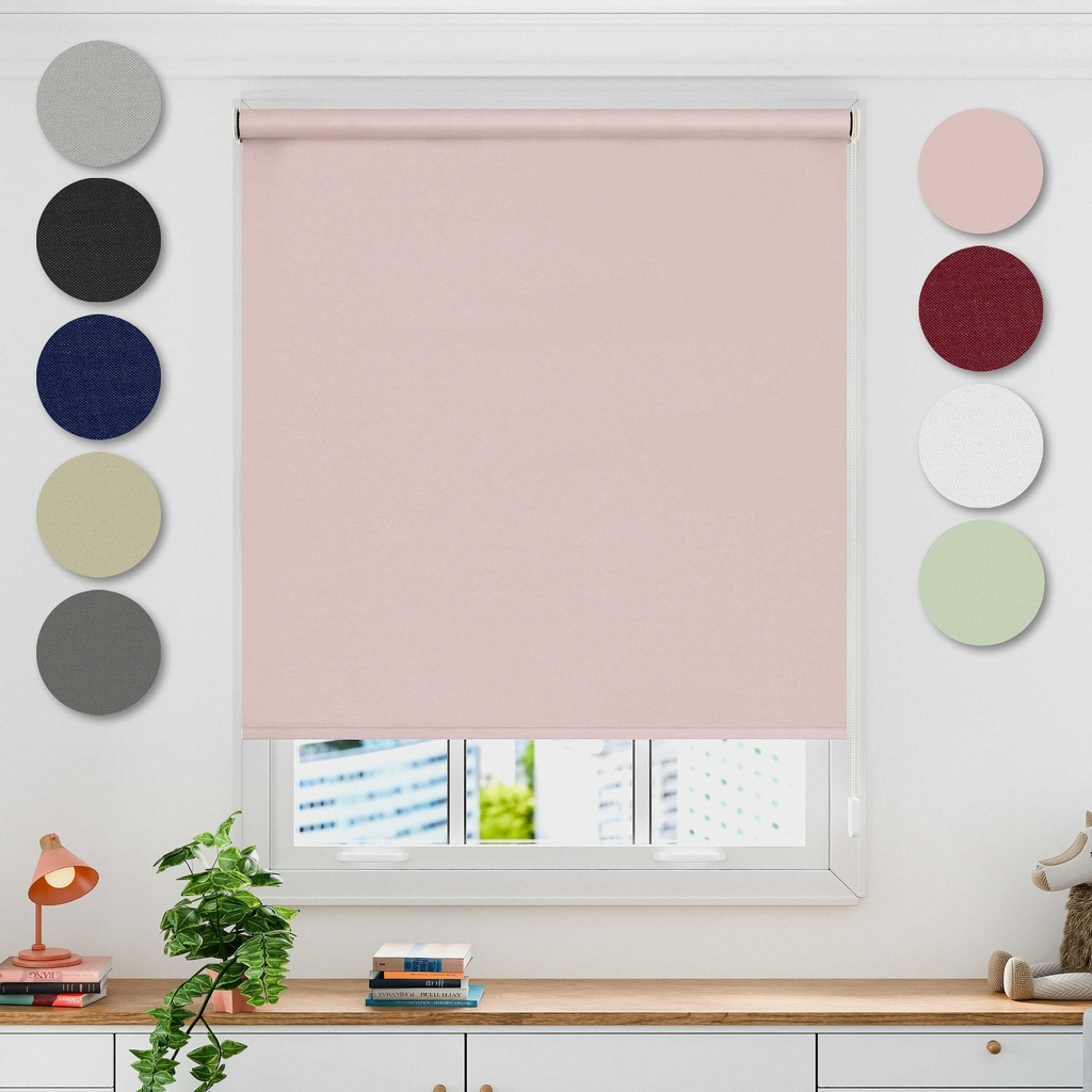 [BAUR1201BLS] Blackout Roller Blind in Blush Pink (120 x 165cm)