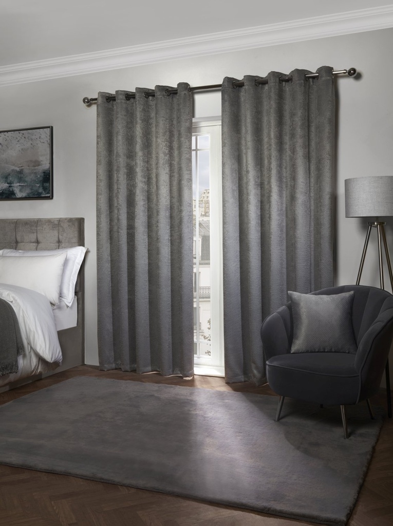 [AMB4654CHA] Metro Collection - Thermal Blackout Eyelet Curtains in Silver (W 46 x Drop 54" (116 x 137cm))