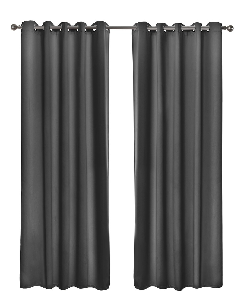 Essential Blackout Collection - Woven Thermal Blackout Eyelet Curtains in Charcoal
