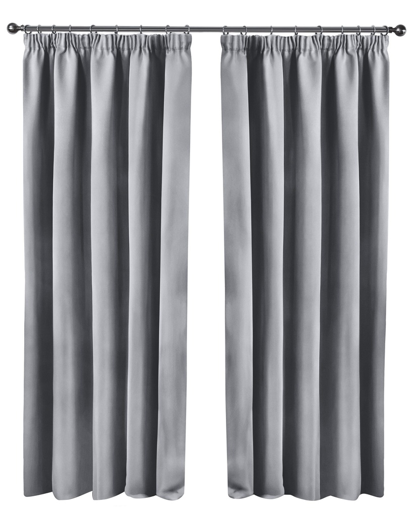 [CALI4654SIL] Essential Blackout Collection - Woven Blackout Pencil Pleat Curtains in Grey (W 46 x Drop 54" (116 x 137cm))