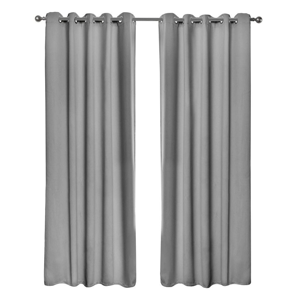 [ECALI4654SIL] Essential Blackout Collection - Woven Blackout Eyelet Curtains in Grey (W 46 x Drop 54" (116 x 137cm))